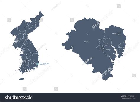 Ulsan Map Vector South Korea City Stock Vector (Royalty Free ...