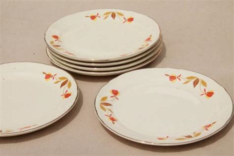 vintage Jewel Tea autumn leaf bread & butter plates, Hall china Jewel T ...