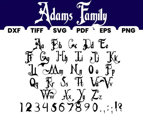 Addam's Family Font, TTF, Eps, Png, Pdf, Dxf, Svg - Etsy Nederland