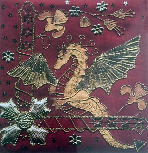 Medieval Dragon | Medieval embroidery, Gold work embroidery, Dragon quilt