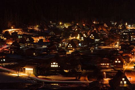 Shirakawa-go in the night - Shirakawa village is listed as sites of the ...