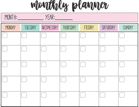 20+ Monthly Planner - Free Download Printable Calendar Templates ️