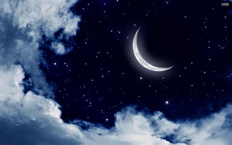 Moon and stars in the sky - Digital Art wallpaper | Moon and stars ...