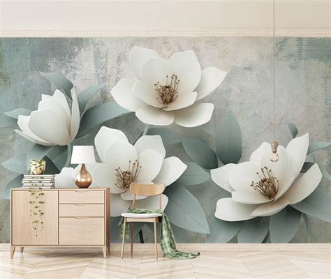 Magnolia Flowers Wallpaper Peel and Stick Wallpaper - Etsy