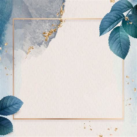 Free Vector | Square gold frame with foliage pattern background vector