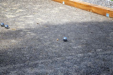 Petanque balls in the playing field, Ball of petanque is iron for a ...