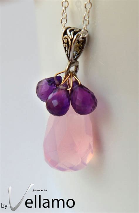 October birthstone soft pink opalite pendant with a by byVellamo