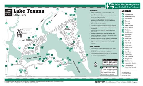 Lake Texana Texas State Park Facility and Trail Map - Lake Texana Texas ...