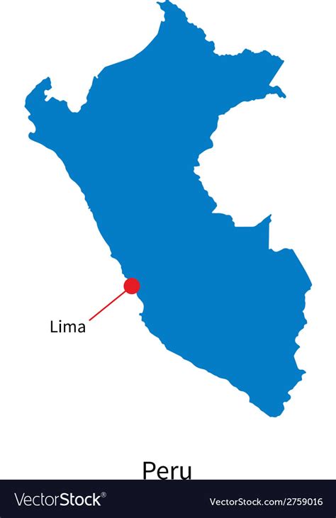 Detailed map of peru and capital city lima Vector Image