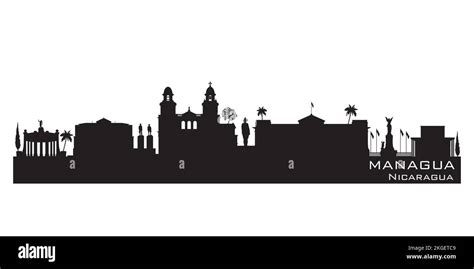 Managua Nicaragua city skyline Detailed vector silhouette Stock Vector ...