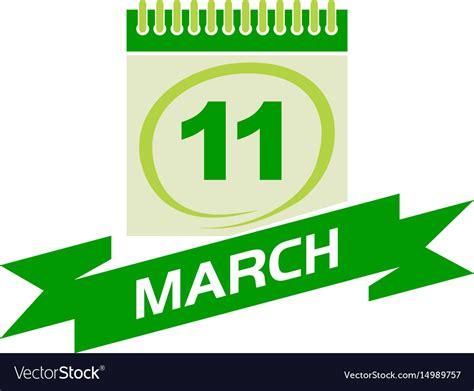 11 march calendar with ribbon Royalty Free Vector Image