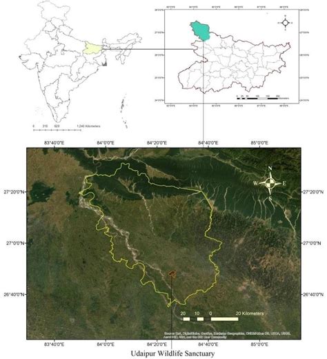 Location map of the Udaipur wildlife sanctuary, West Champaran, Bihar ...