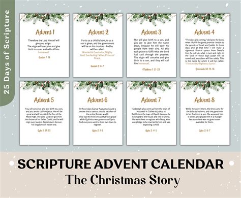 Scripture Advent Calendar for Printable Christmas Countdown - Etsy