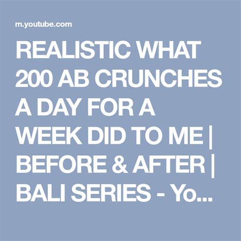 REALISTIC WHAT 200 AB CRUNCHES A DAY FOR A WEEK DID TO ME | BEFORE ...