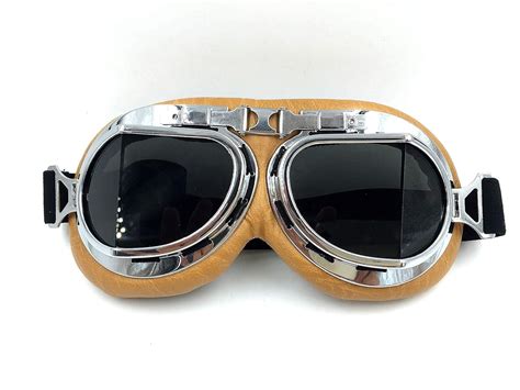 Vintage Aviator Pilot Goggles for Cruiser Chopper Motorcycle Scooter ...