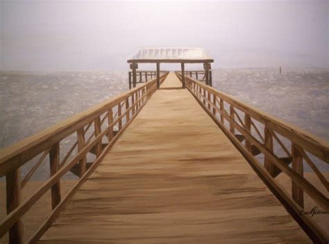 Pier over water point perspective view looks like you can walk