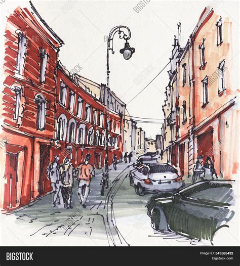 Urban Sketch. Street Image & Photo (Free Trial) | Bigstock