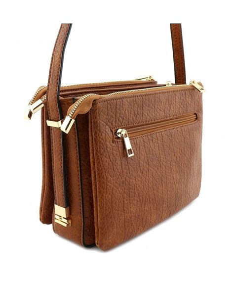 Three Compartment Zipper Top Shoulder Bag - Brown - C512JBHXIP3