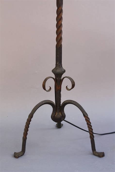 Magnificent Antique Wrought Iron Floor Lamp with Original Mica Shade at ...