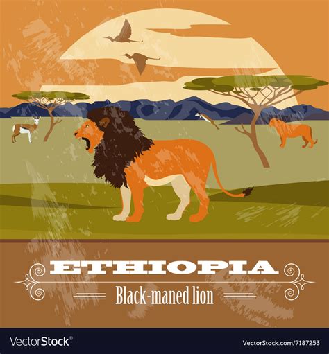 Ethiopia landmarks Retro styled image Royalty Free Vector