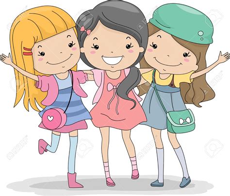 cartoon group of friends girls - Clip Art Library