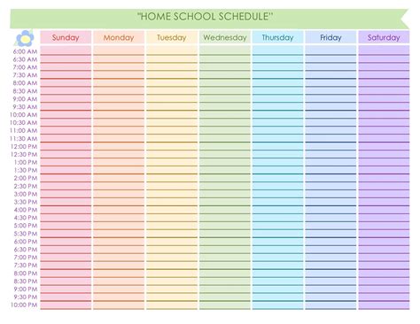 Weekly Homeschool Schedule Template