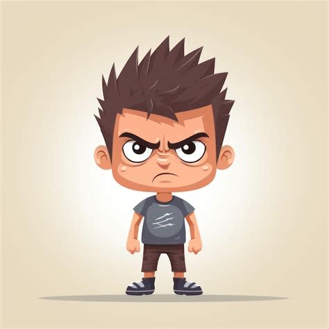 Premium Photo | Angry Kid in Flat Minimalistic Animation AI Generated