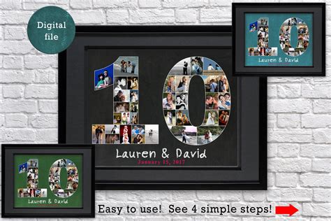 10 year anniversary photo collage gift Personalized 10th | Etsy