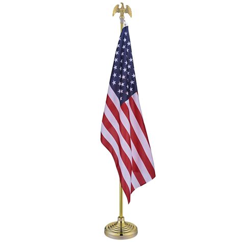 Yescom 8ft telescoping indoor flag pole kit eagle topper aluminum gold ...