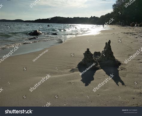 Closeup Sand Castle On Beach Sand Stock Photo (Edit Now) 1621538845