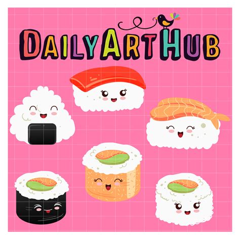 Cute Happy Sushi Clip Art Set – Daily Art Hub – Free Clip Art Everyday