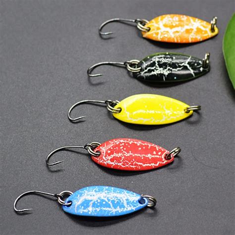 5Pcs 3.2cm/3g Spinner Spoon Fishing Lure Hard Baits Sequins Swim Bait ...