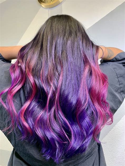 Purple and Pink Ombré Hair Color | Purple hair tips, Pink ombre hair ...