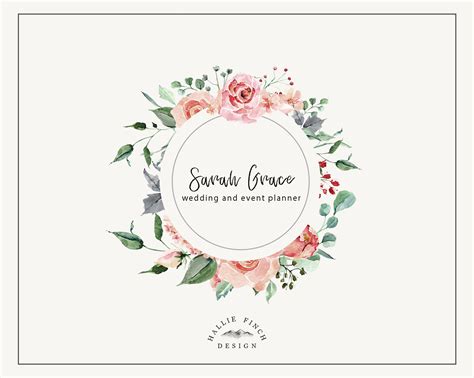 Watercolor Floral Logo, Circle Logo, Flower Logo, Floral Logo, Business ...