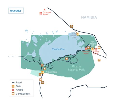 Etosha Maps: Location, Waterholes & Road Map - TourRadar