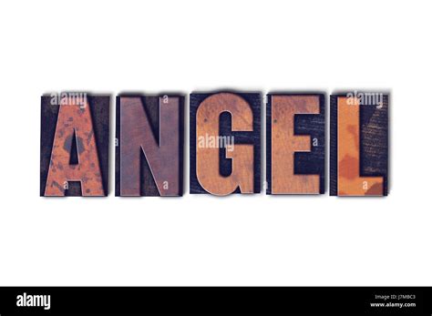 The word Angel concept and theme written in vintage wooden letterpress ...