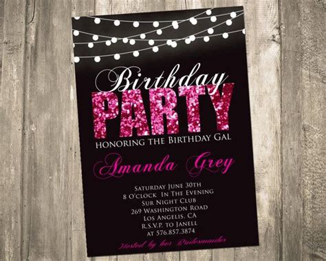 Pink Glitter Birthday Invitation - Pink Glitter Bachelorette Invitation ...