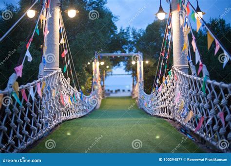 Rope bridge stock image. Image of park, jungle, water - 100294877