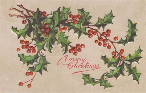 1906 Vintage Postcard Christmas Holly | Christmas holly, Christmas card ...