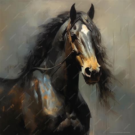 Premium Photo | A painting of a horse with a white spot on its face