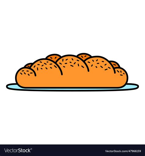 Challah bread color-stroke Royalty Free Vector Image