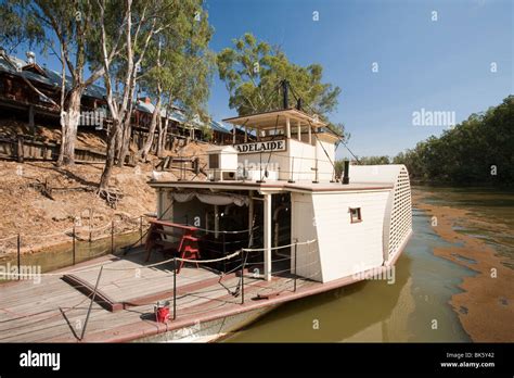 Wooden Paddle steamers on the Murray River at Echuca. The port has the ...