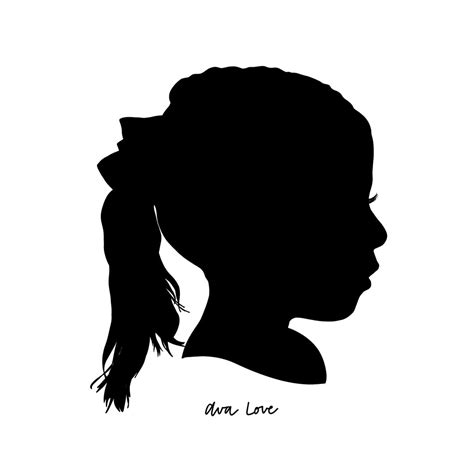 Black and White Custom Silhouette Child Silhouette Portrait Profile ...