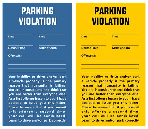 Prank Parking Ticket Printable - Printable Word Searches