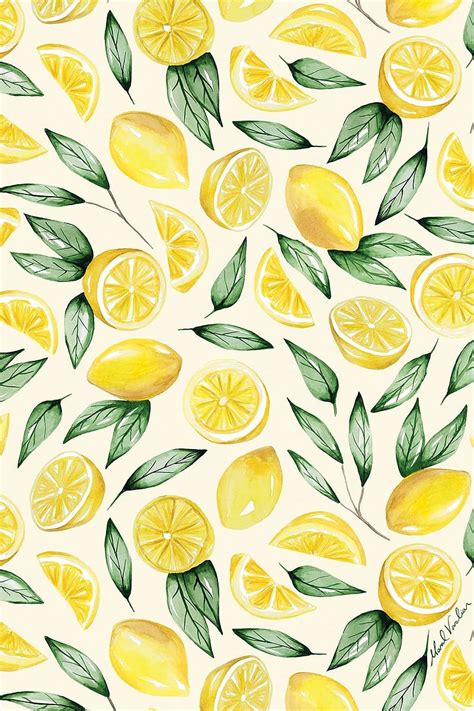 Yellow Aesthetic Job Discover Lemon Pattern - Maral Varolian Watercolor ...