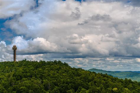 Mountain Tower | The Hot Springs Mountain Tower rises over the forested ...