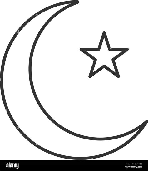 Star and crescent moon linear icon. Ottoman flag. Thin line ...