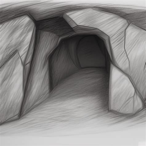 Entrance to a Cave Pencil Drawing · Creative Fabrica