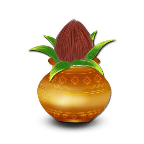 Happy Festival Kalash Golden Pot Vector Image, Festival, Kalash Pot ...