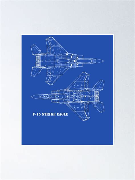 "F-15 Strike Eagle - Fighter Aircraft technical blueprint drawing ...